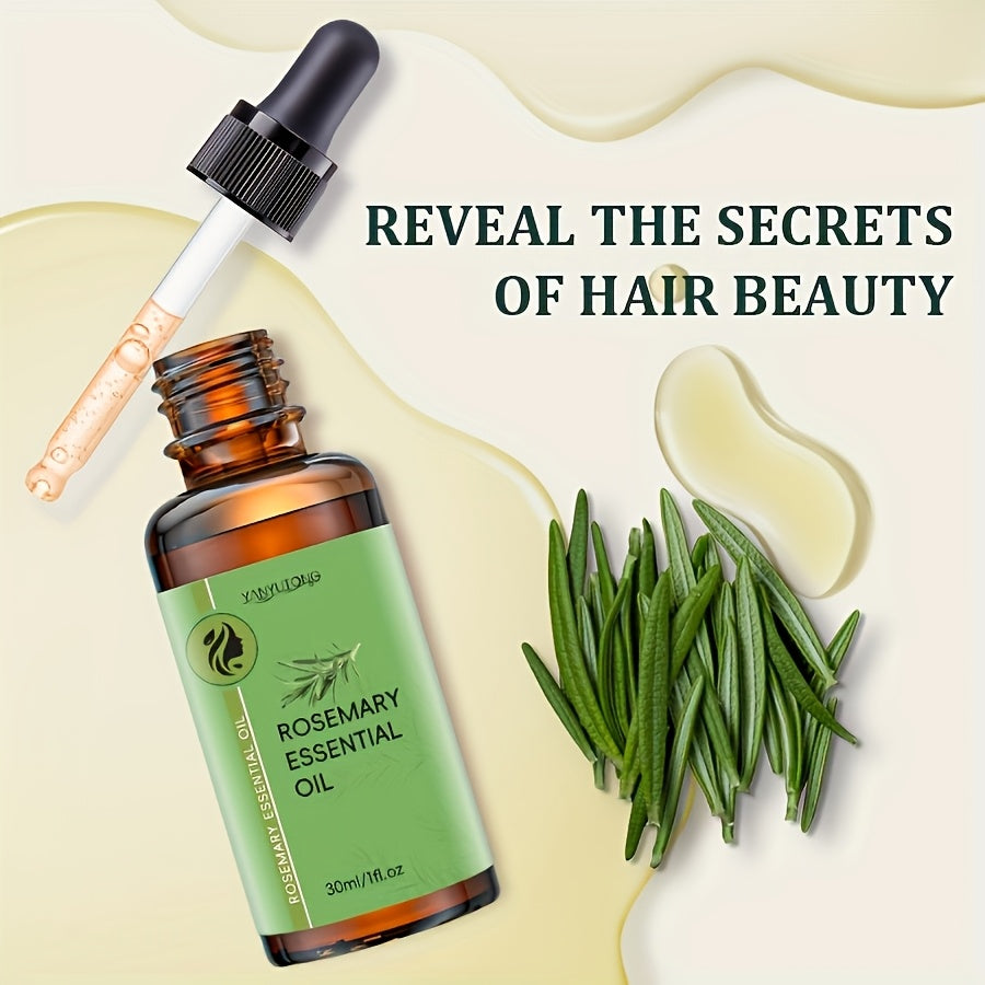 1pc 3.38oz Rosemary Essential Oil + 1.01oz Rosemary Essential Oil - Plant Extracts, Suitable for All Light Beige Types Moisturizing, Heat Protection, No Rinse, Moisturize Hair, Improve Dry and Irritable Scalp, DIY, Diffuser,,